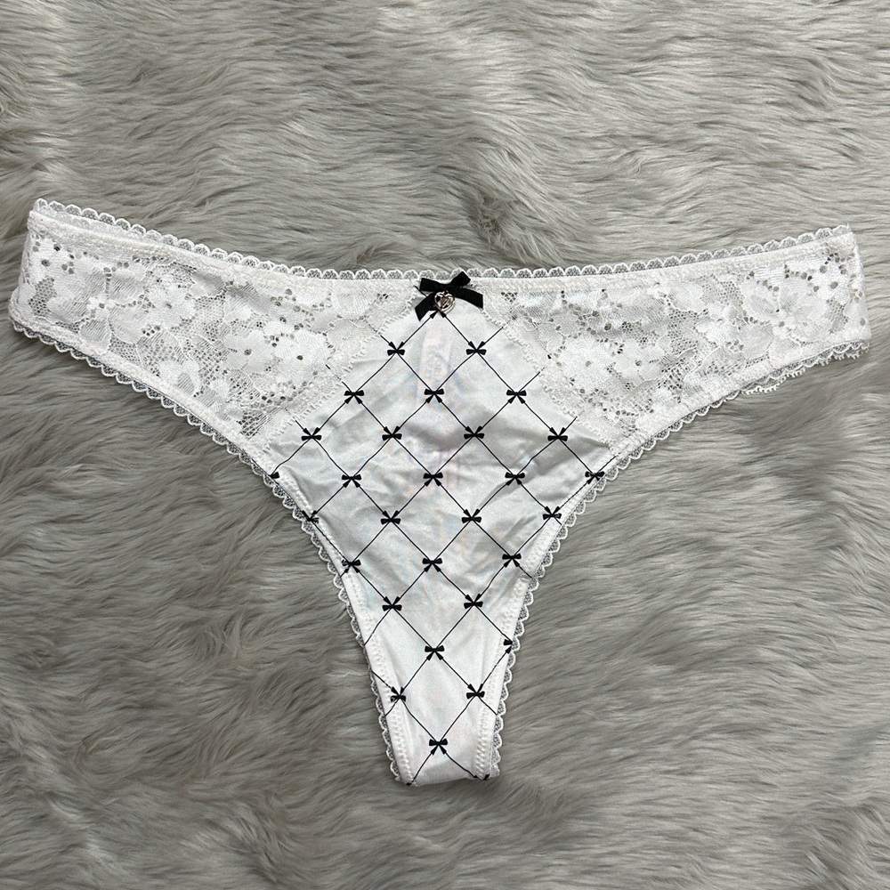 Victoria's Secret Body by Victoria Satin Lace Bow Thong
